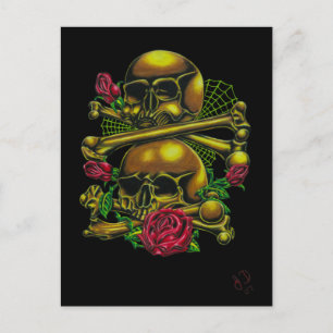 Postales de cráneos, webs y Rosas