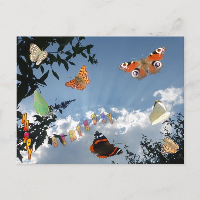 Postales de cumpleaños felices para mariposas hola (Anverso)