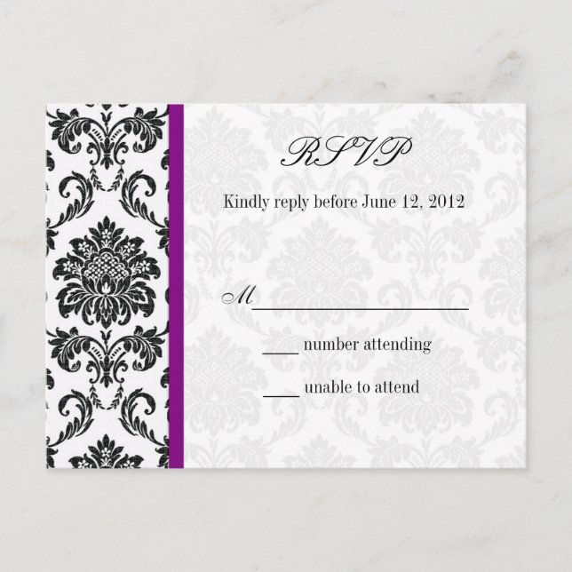Postales de Damask RSVP con Purple (Anverso)