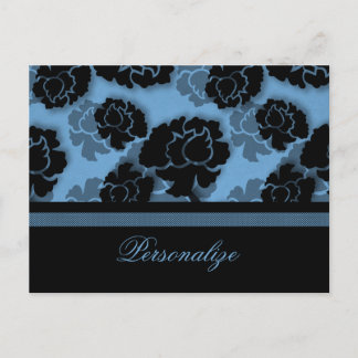 Postales de decoración floral poco entusiasta, azu