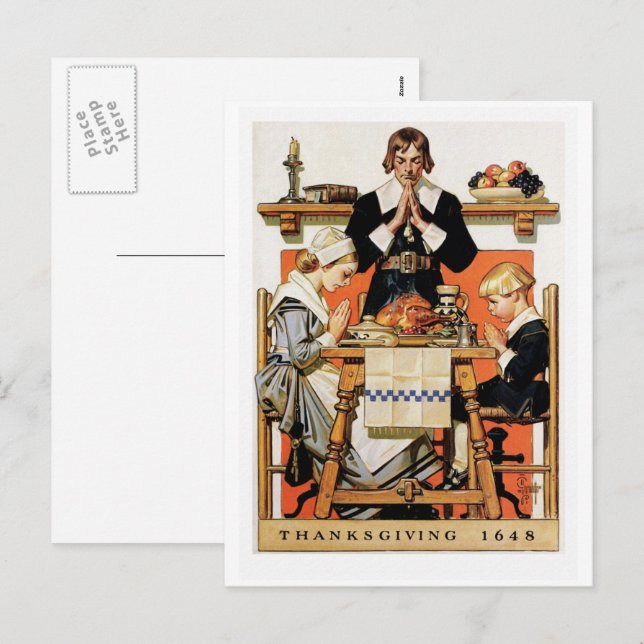 Postales de Día de Acción de Gracias de Arte Vinta (Anverso / Reverso)