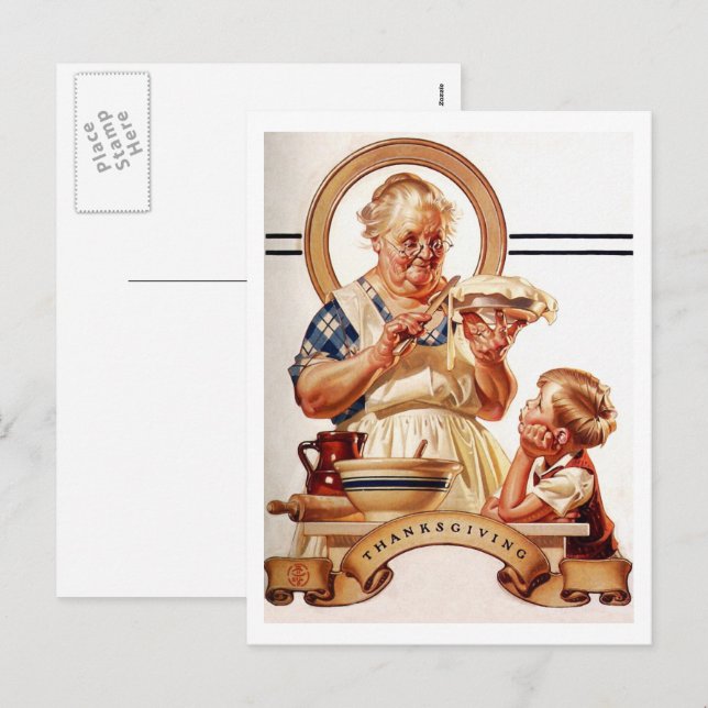 Postales de Día de Acción de Gracias de Arte Vinta (Anverso / Reverso)