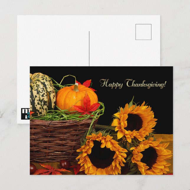 Postales de Día de Acción de Gracias para calabaza (Anverso / Reverso)