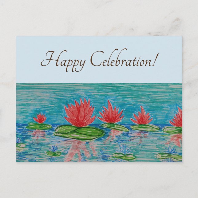 Postales de dibujo de flores de Lotus (Anverso)