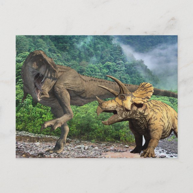 Postales de Dinosaur Tyrannosaurus Triceratops (Anverso)
