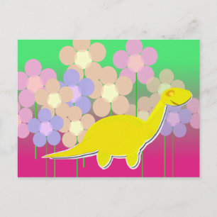 Postales de dinosaurios y flores