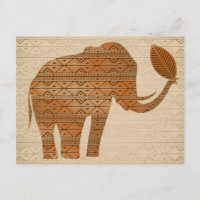 Postales de diseño de arte tribal para elefantes