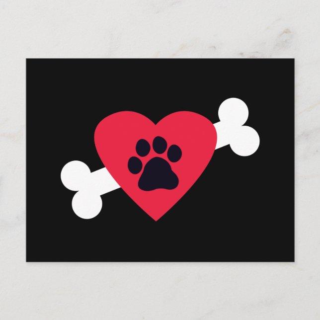Postales de diseño de corazón, huella de tracción  (Anverso)