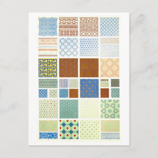 Postales de diseño de tela china vintage geométric (Anverso)