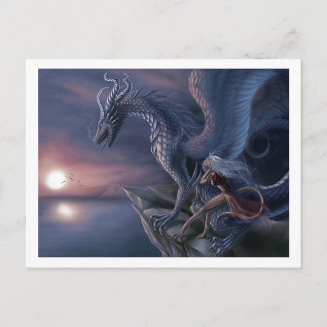 Postales de Dragon Blue Sunset | Fantasía encantad (Anverso)