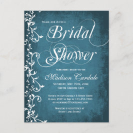 Postales de ducha de novia con remolinos azules de