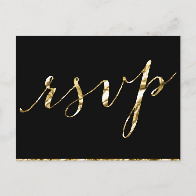 Postales de elegante Black Wedding RSVP (Anverso)