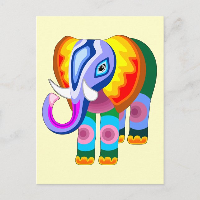 Postales de Elephant Rainbow Colors (Anverso)
