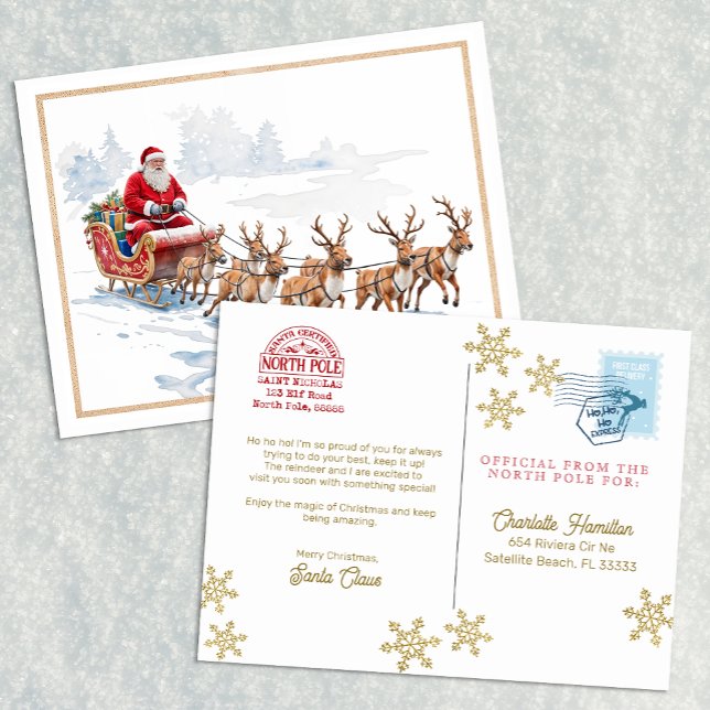 Postales de entrega de Santa Express para niños (Personalized Letter From Santa - Postcard)