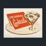 Postales de época - Cócteles colosales<br><div class="desc">Esta postal presenta un Martini Glass de los años 50-60 y un Matchbook "Colossal Cocktails". Puede personalizar fácilmente esta postal y añadir texto. Visita nuestra tienda para ver una selección de productos coincidentes y contacta con nosotros si necesitas personalizaciones,  podemos crear lo que quieras. designkandy@gmail</div>