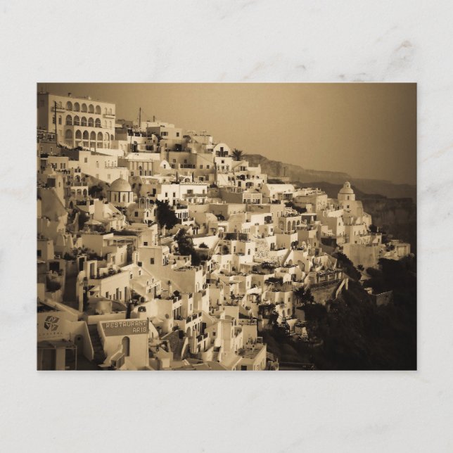Postales de estilo antiguo de Fira, Santorini (Anverso)