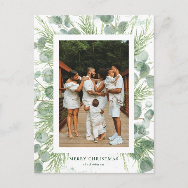 Postales de eucalipto y Navidades de pino acuarela (Anverso)