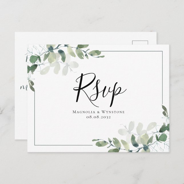 Postales de Eucalyptus Wedding RSVP (Anverso / Reverso)
