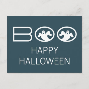 Postales de Fantasía Boo Halloween, azul y blanco