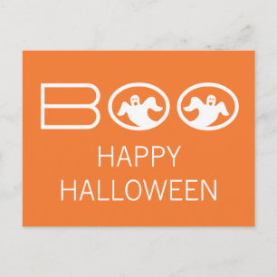 Postales de Fantasía Boo Halloween, Naranja y blan