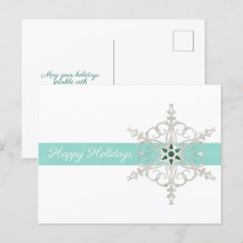 Postales de Felices Fiestas Plateadas Blue Snowfla