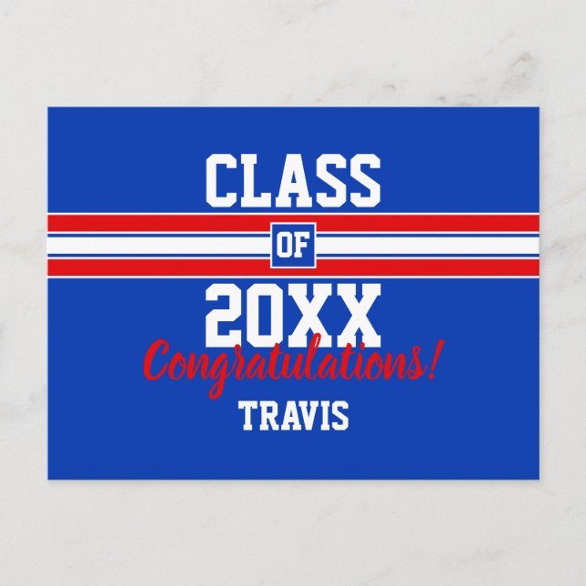 Postales de felicitaciones por graduación roja y a (Anverso)