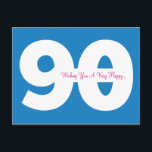 Postales de feliz 90 aniversario - en azul<br><div class="desc">Esta es una idea de cumpleaños número 90 que es memorable y divertida: un buzón lleno de postales personalizadas que envían buenos deseos de tu familia y amigos! Simplemente personalizar el texto de la tarjeta postal (incluso puedes personalizar con un nombre en la parte delantera) y la dirección de retorno,...</div>