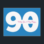 Postales de feliz 90 aniversario - en azul<br><div class="desc">Esta es una idea de cumpleaños número 90 que es memorable y divertida: un buzón lleno de postales personalizadas que envían buenos deseos de tu familia y amigos! Simplemente personalizar el texto de la tarjeta postal (incluso puedes personalizar con un nombre en la parte delantera) y la dirección de retorno,...</div>