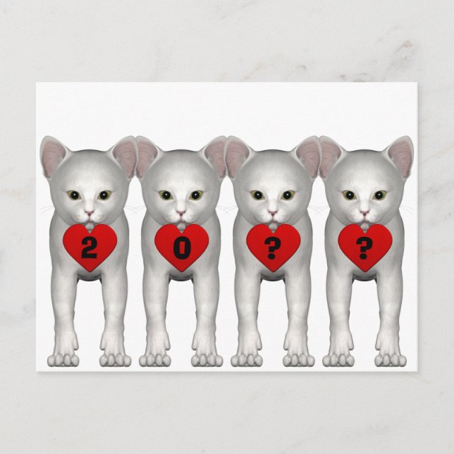 Postales de Feliz Año Nuevo de White Kitten 2024 (Anverso)