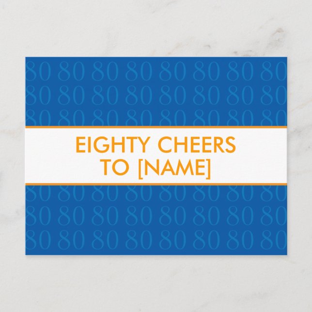 Postales de feliz cumpleaños 80 - Saludos en azul (Anverso)