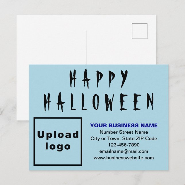 Postales de feriado azul de la luz de Halloween de (Anverso / Reverso)