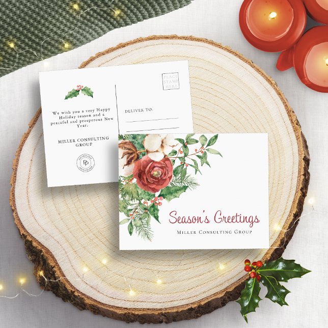 Postales de feriado corporativo de saludos de temp (Season's Greetings Corporate Holiday Postcard
)