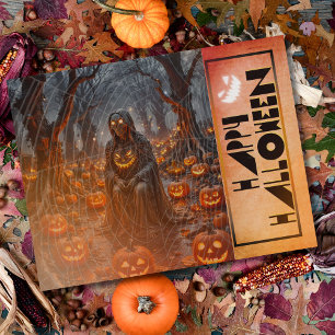 Postales de feriado de Halloween en el bosque de c