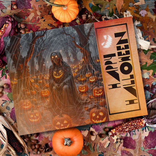 Postales de feriado de Halloween en el bosque de c (Subido por el creador)