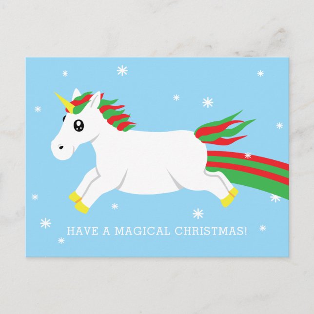 Postales de feriado mágico de unicornio (Anverso)