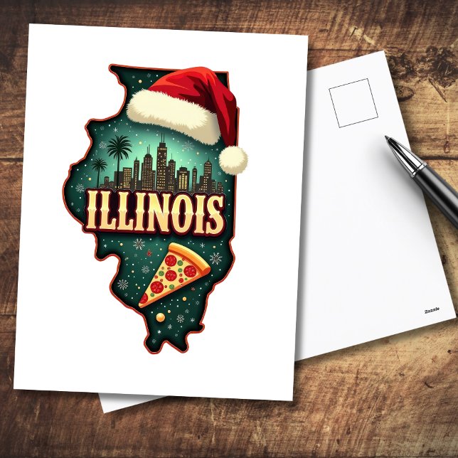 Postales de feriado para Navidades del estado de I (Merry Christmas from Illinois.  Other items available with this design on.)