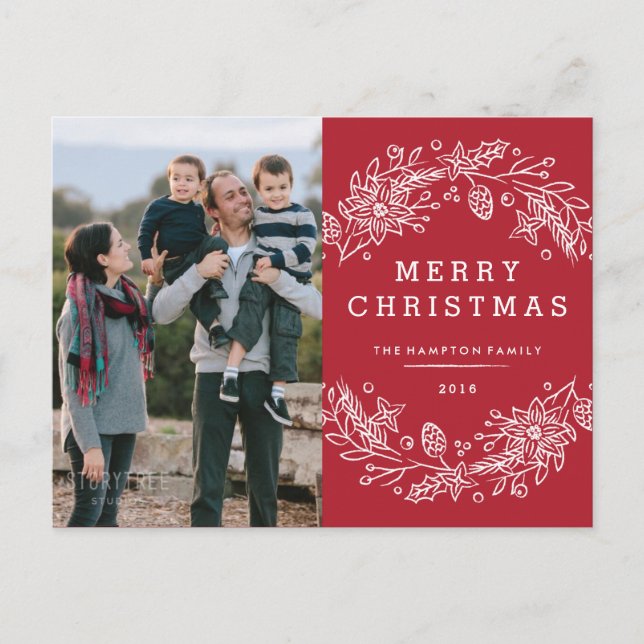 Postales de feriado para navidades Wreath - Berry (Anverso)