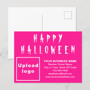 Postales de feriado rosado de Halloween de negocio