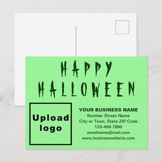 Postales de feriado verde ligero de Halloween de n (Anverso / Reverso)