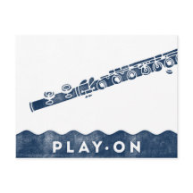 Postales de flauta - Blanco azul de la Marina Retr