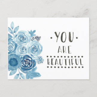 Postales de Floral Azul "Eres hermosa"