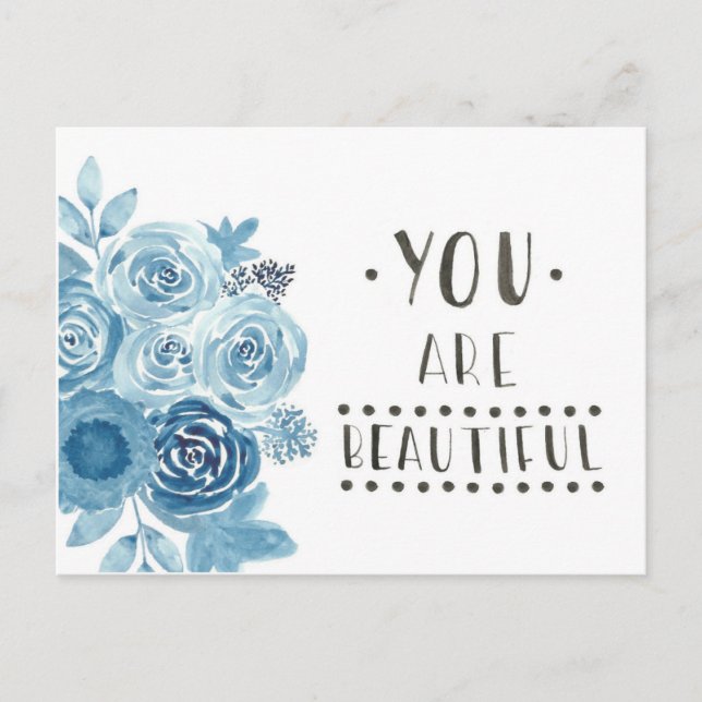 Postales de Floral Azul "Eres hermosa" (Anverso)