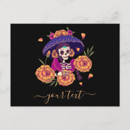 Postales de Floral Lady Skeleton Dia de los Muerto