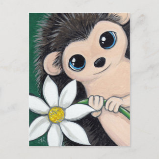 Postales de flores de cuero de Cute Hedgehog Holdi