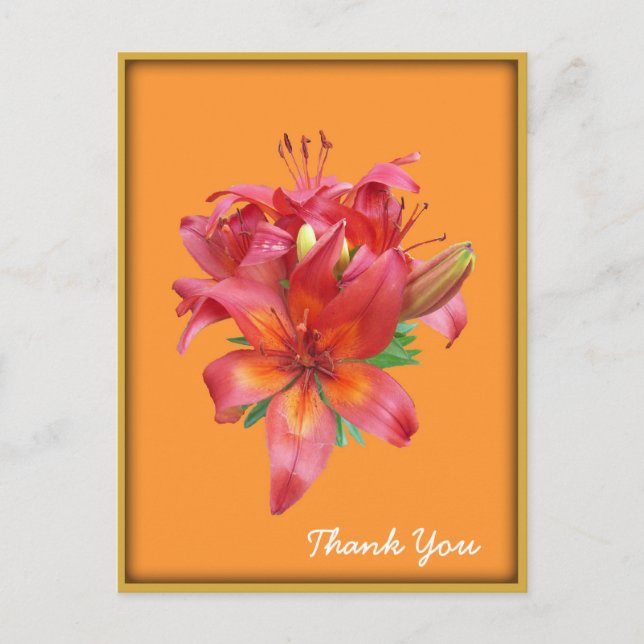 Postales de flores de Lily Day naranja (Anverso)
