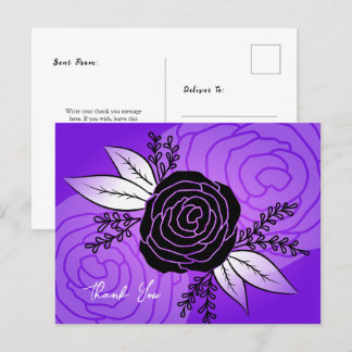 Postales de flores moradas, estilo de silueta Rosa