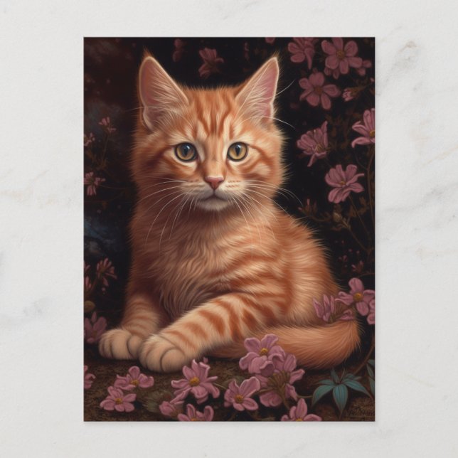 Postales de flores rosas de Ginger Kitten (Anverso)