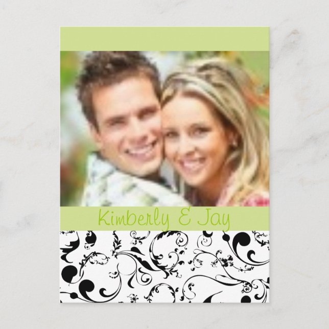 Postales de fotos de Black and White Save the Date (Anverso)