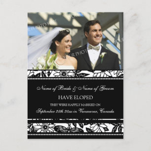 Postales de fotos de Invitación Elopement Black Wh