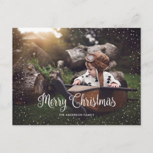 Postales de fotos navideñas de la nieve de persona